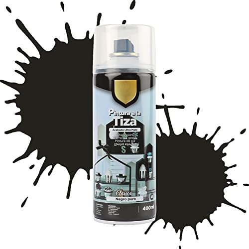 Etrexonline Pintura en Spray Ultra Mate a la Tiza, Chalk Paint Spray, Colores Negro Puro, Ideal para Metal,Madera y Cerámica, Acabado de Estilo Vintage(400ml, 1 Unidad)