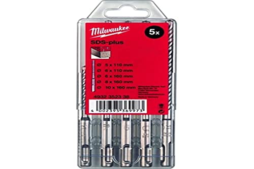 Milwaukee 4932352338 SDS-Plus-Broca para Martillo perforador (110/160 mm, Tipo 2, Caja de 5 Piezas)