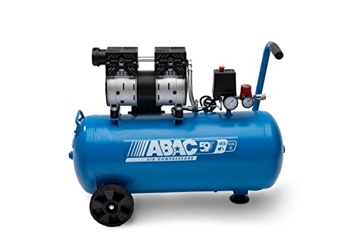 Compresor de aire silencioso ABAC EASE-AIR 50, compresor de aire sin aceite, presión máxima 8 bar, potencia 1 hp, Depósito 50 litros, Nivel sonoro 59 dB