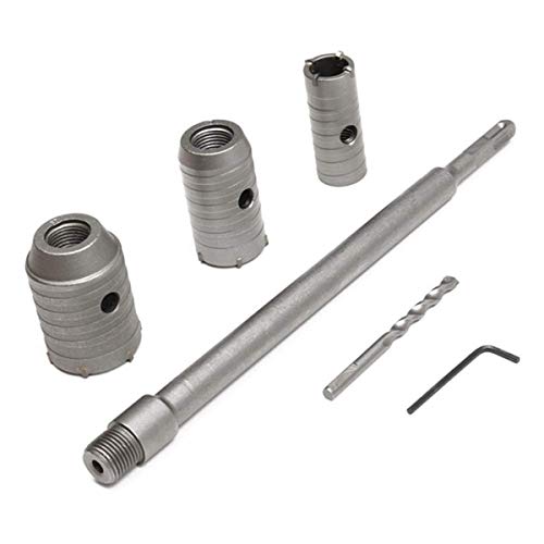 350 mm Mango redondo SDS Plus Vástago Broca para muro de hormigón Agujero Cortador de sierra Broca para muro de piedra de cemento y hormigón con expansión de 30/40/50 mm （Plata）