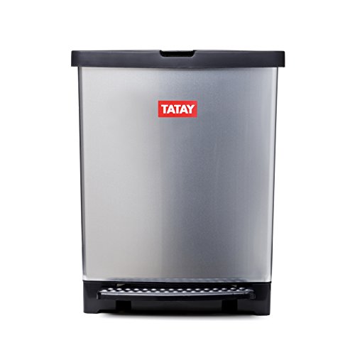 Tatay Trend-Cubo de basura para cocina fabricado en PP metalizado con 25 litros de capacidad-Sistema de apertura a pedal, 33.5 x 31 x 42 cm