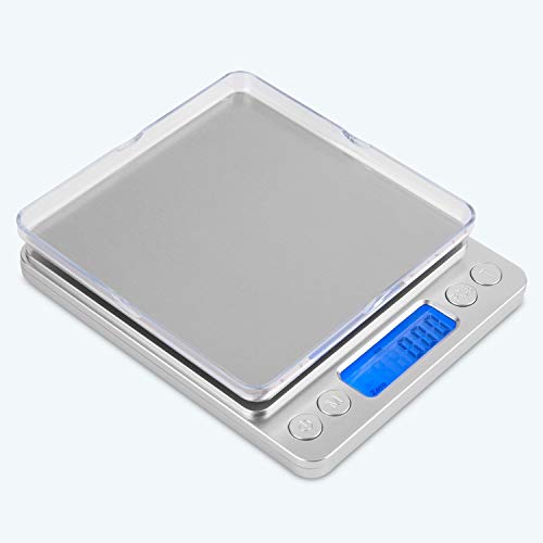 mafiti MK200 Báscula Digital para Cocina de Acero Inoxidable,0.1 g/ 3kg,Balanza de Alimentos Multifuncional, Peso de Cocina (Plata)