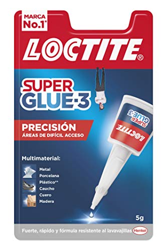 Loctite Super Glue-3 Precisión, pegamento transparente de máxima precisión, pegamento instantáneo triple resistente, adhesivo universal con goteo fácil de regular, 1x5 g