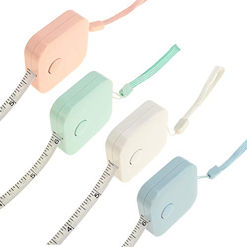 falllea 4 Piezas de Cinta Métrica a Medida Cinta métrica Suave Doble Escala para Medidas Corporales Ropa Costura de Pérdida de Peso 60 Pulgadas 150 cm (Color Aleatorio)