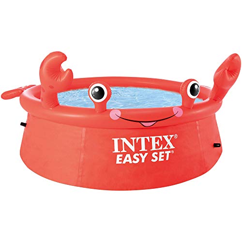 Intex 26100NP - Piscina hinchable INTEX, Piscina para niños, 183x51 cm, 880 litros, Piscina diseño cangrejo, color rojo, Piscina Easy Set, Para niños a partir de 3 años