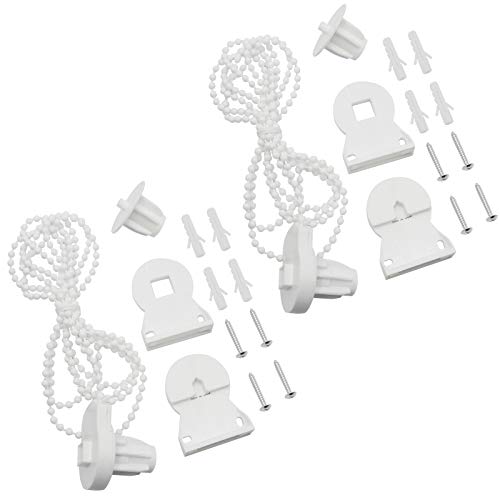 Baven 2 Juegos de Kit de Persiana Enrollable de 25 MM con Collar de Perlas y Soportes de Rodillo, Accesorios de Repuesto de Reparación de Persiana Enrollable de Plástico para Ventanas