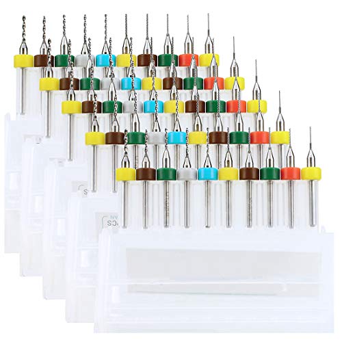 WayinTop 50 unids PCB Drill Bits Set Taladro Bits Conjunto Tungsteno Carburo 0,3mm-1,2mm Micro Grabado Herramientas para Pcb Circuito Junta (5 unids cada uno)