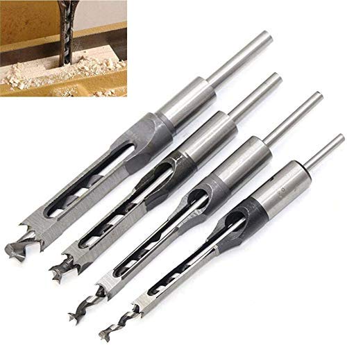 brocas cuadradas para madera, brocas cuadradas madera, brocas taladro cuadrado, juego de brocas cuadradas, para taladro de taladro, de 6,4 mm, 8 mm, 9,5 mm, 12,7 mm