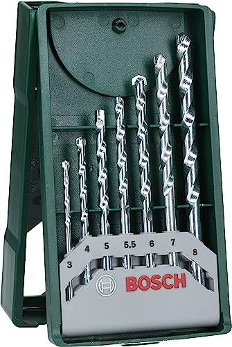 Bosch Professional 2607019581 Bosch Mini X-Line-Set de 7 Brocas para Piedra (Ø 3/4/5/5,5/6/7/8 mm), Piezas