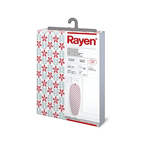 Rayen | Funda para tabla de planchar | Universal | Fácil de colocar con sistema EasyClip | 2 capas: Espuma y tejido 100% algodón estampado | Gama Basic de Rayen | Medidas: 126 x 40cm | Floral