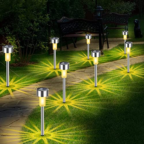 Fohil Luces Solares Exterior 10 Pieza LED Lámparas Solar para Jardín Impermeable Decoracion de Jardín Lamparas Exteriores Solares para Jardín Césped Patio Pasarela