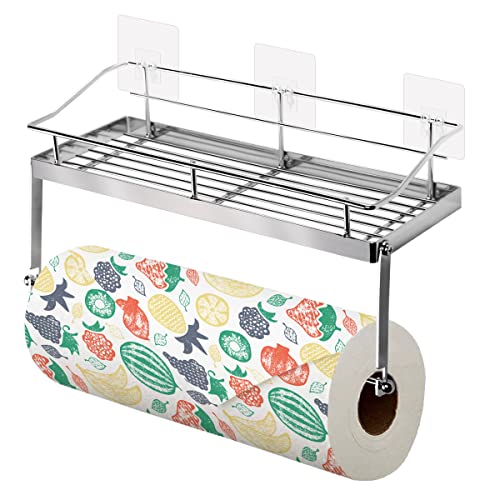 ﻿﻿Joejis Portarrollos Cocina con Especiero y Adhesivo Estanteria Cocina Pared por Soporte Papel Cocina la Almacenamiento Cocina y Baño