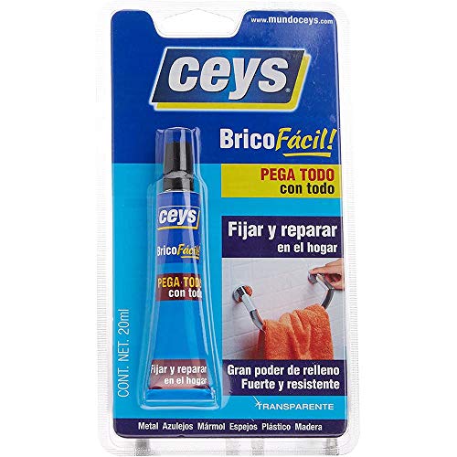 Ceys - Brico fácil - Pegamente pega todo - Fija y repara todo tipo de materiales - Fuerte y resistente - Transparente - Blister 20 ML