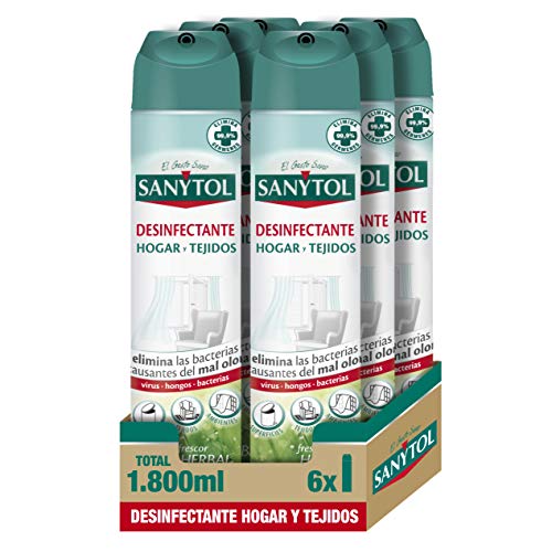 Sanytol – Desinfectante Hogar y Tejidos, Elimina Bacterias, Virus y Hongos Sin Lejía, Perfume Herbal - Pack de 6 x 300 ML = 1,8L