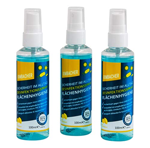 Rimbacher spray desinfectante para superficies, contra bacterias, hongos y virus (3 x 100ml)