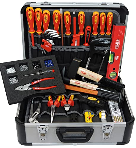 FAMEX 436-10 - Maletín de herramientas para electricistas con juego de herramientas profesional de producción alemana, caja de herramientas llena