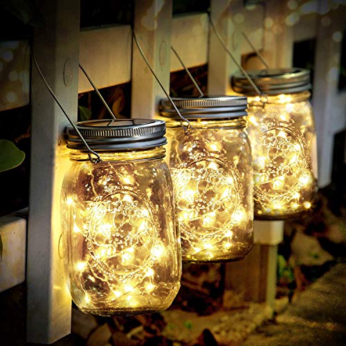 SENYANG Lámpara de Decoración Solar - Juego de 3 Luz Solar Jardín 30 LED Impermeable Luces de Jardin Solares Lámparas Hada para Navidad Jardín Interiores/Exteriores de Patio Césped(Color Cálido)