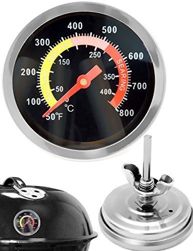HomeTools.eu® - Termómetro analógico resistente a la temperatura para barbacoa, termómetro de cocina, para ahumar, para reequipar ollas de barbacoa, horno de ahumado, 10 °C - 400 °C