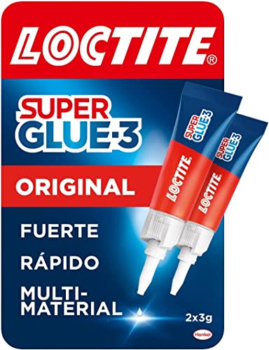 Loctite Super Glue-3 Original, pegamento universal con triple resistencia, adhesivo transparente, pegamento instantáneo y fuerza instantánea, 2x3 g