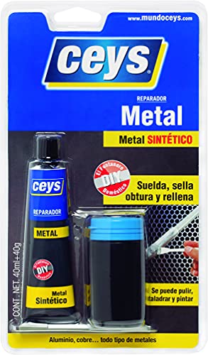 Ceys - Reparador metal sintético - Suelda, sella, obtura y rellena - Pegamento especial para metales - Blister 40ML+40GR