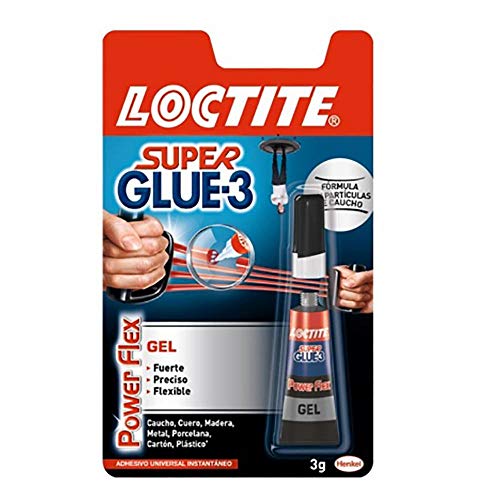 Loctite Super Glue-3 Power Flex, gel adhesivo flexible y resistente, pegamento instantáneo para superficies verticales, pegamento transparente extrafuerte, 1x3 g