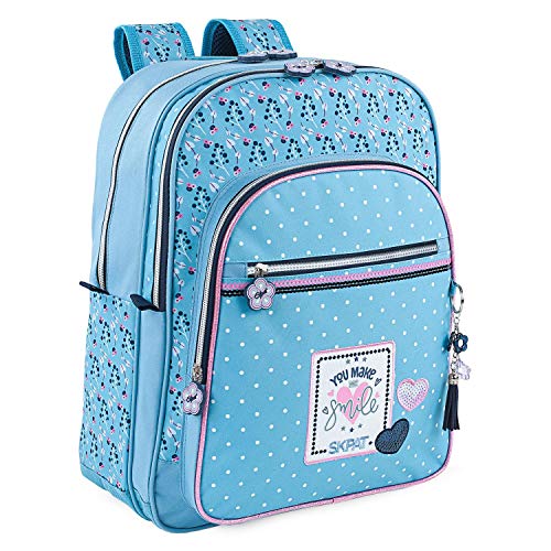 SKPAT - Mochila Escolar Instituto Infantil para niña. Adaptable a Carro. Tiras Ajustables. cómoda Ligera e Impermeable. para Colegio 131401, Color Azul