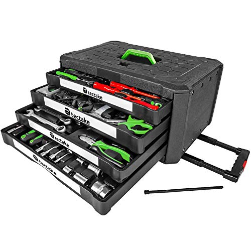 TecTake Maletín con herramientas 899pc piezas maleta trolley caja martillo alicates con 4 cajones