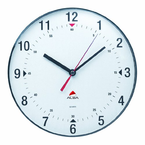 Alba Horclas, Reloj de Cuarzo Clásico de Pared, Plástico, Negro y Blanco, 25 cm