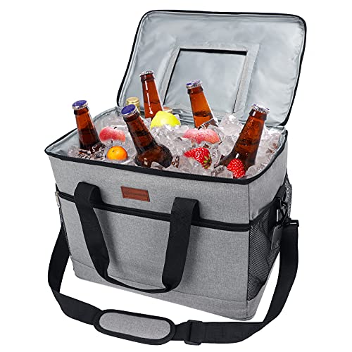 Fansteck Bolsa Térmica, Nevera Portátil, Bolsa Porta Alimentos, Bolsa Isotérmica Porta Alimentos, Bolsa de Almuerzo Térmica 30L 40x25x30CM Gran Espacio Plegable para Trabajo Viaje Playa Picnic