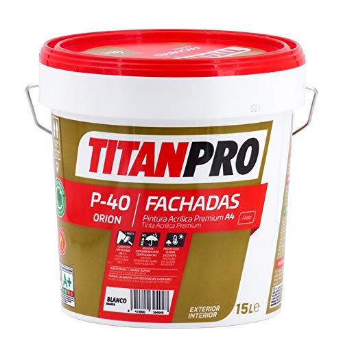 Pintura acrílica Premium A4 Blanco P40 Titan Pro - Mate, 15 L