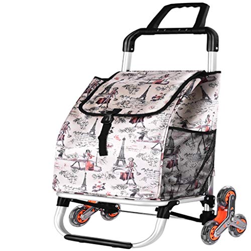 Carritos de la compra Estructura de aleación de aluminio, tela Oxford, 6 ruedas carro de compras, plegable portátil, subir escaleras carro, carro de equipaje, ruedas silenciosas, con escaleras que sub