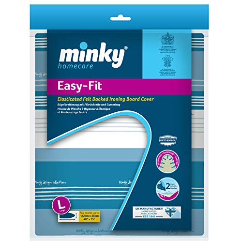 Minky Funda para Tabla de Planchar EasyFit, algodón poliéster, Azul, 122 x 38 cm