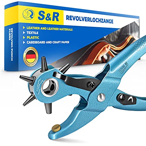 S&R Alicate Sacabocados para Agujeros Cinturones y Cuero. MADE IN GERMANY. Punzones de 2/2,5/3 /3,5/4 /4,5 mm