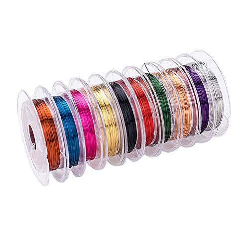 Gobesty Jewelry - Juego de 10 rollos de alambre de cobre de 0,01 a 0,3 mm, alambre de cobre, alambre de metal flexible de varios colores para hacer joyas y manualidades (10 m)