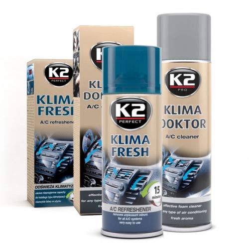 K2 Limpiador Aire Acondicionado Coche Limpieza y Desinfección A/C, Aerosol, Sin fragancia