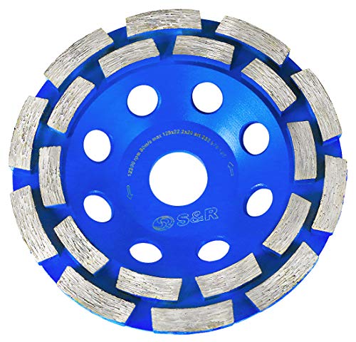 S&R Muela Disco diamante 125 para desbaste Hormigón Granito Piedra Mampostería, 2 filas. Profesional para amoladora angular.