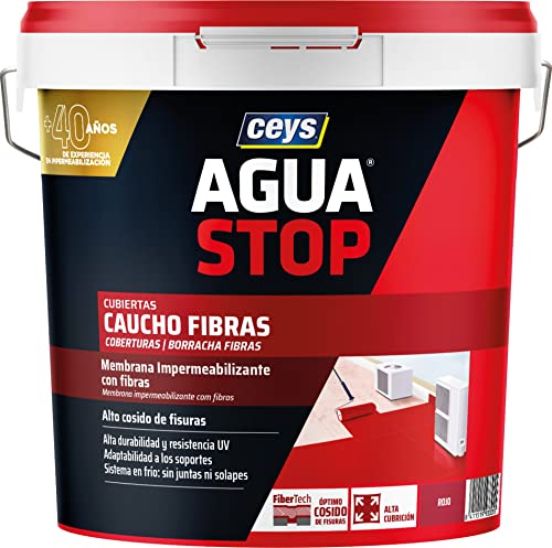 Ceys - Agua Stop Caucho acrílico con fibras - Para impermeabilizar y reparar filtraciones - 20 KG