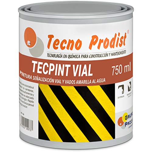 TECPINT VIAL de Tecno Prodist - (750 ml) AMARILLO Pintura al agua, para señalización vial, especial para vados, secado rápido, no tóxica