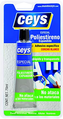Ceys - Adhesivo especial para corcho - Especial Poliestireno expandido - Rápido y transparente - 70 ML