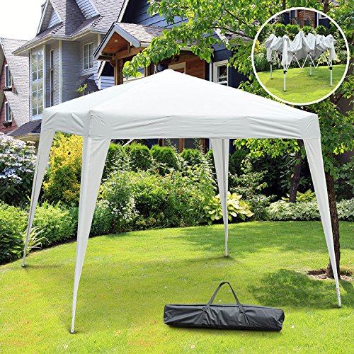 Outsunny Carpa Plegable 3x3m Cenador de Jardín Diseño Pop Up de Acero y Cubierta de Tela Oxford Blanco