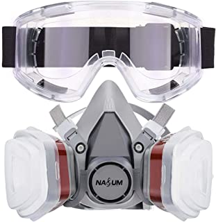 NASUM Facial Cubierta Antipolvo, con 2 Filtros / 2 Cajas / 8 Algodones/Gafas Protectoras, contra Polvo/Partículas/Vapor/Gas, para Artesanos/Bricolaje/Fumigación de Pintura etc.